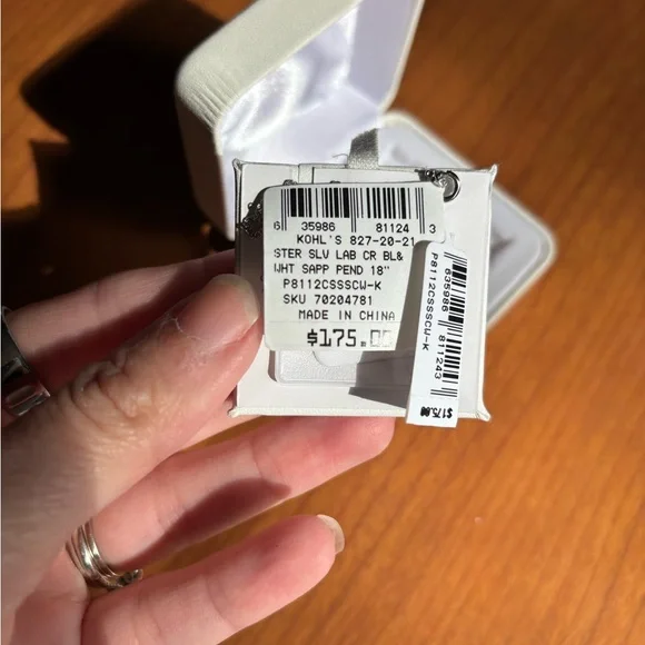 NWT Created Sapphire Cross Pendant Necklace - Picture 4 of 6